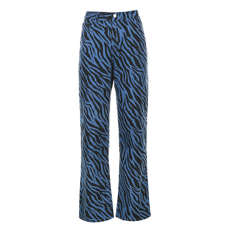 Zebra Print High-Rise Jeans
