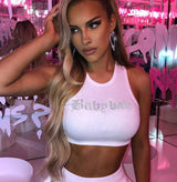 Street Style Cropped Vest With Diamond Letters