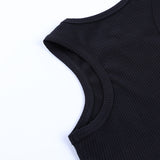 Street Style Cropped Vest With Diamond Letters