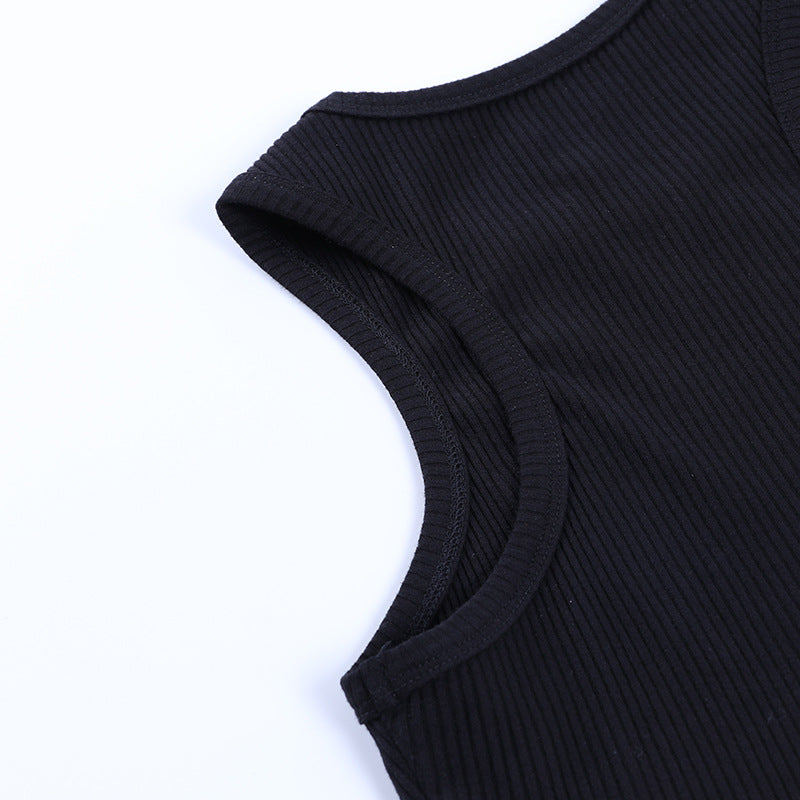 Street Style Cropped Vest With Diamond Letters