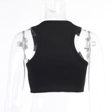 Street Style Cropped Vest With Diamond Letters