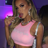 Street Style Cropped Vest With Diamond Letters