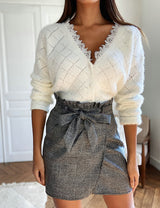 Sweet And Versatile Knitted Sweater With Lace