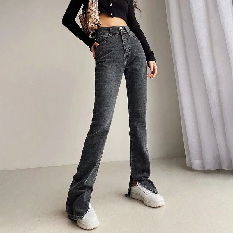 High Waist Floor Split Mopping Jeans