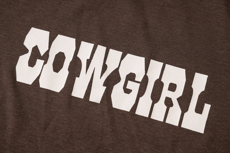 Crew Neck Short Skinny Letter Print T-shirt