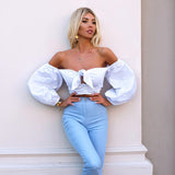 Long Puff Lantern Sleeve Blouse