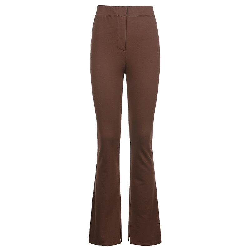High Waist Skinny Slit Micro Trousers