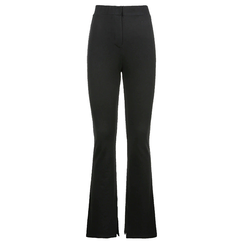 High Waist Skinny Slit Micro Trousers