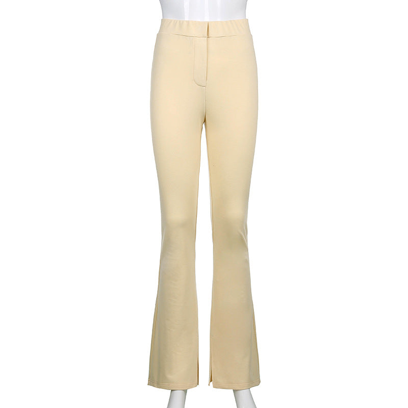 High Waist Skinny Slit Micro Trousers