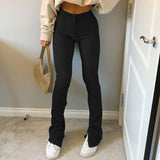 High Waist Skinny Slit Micro Trousers