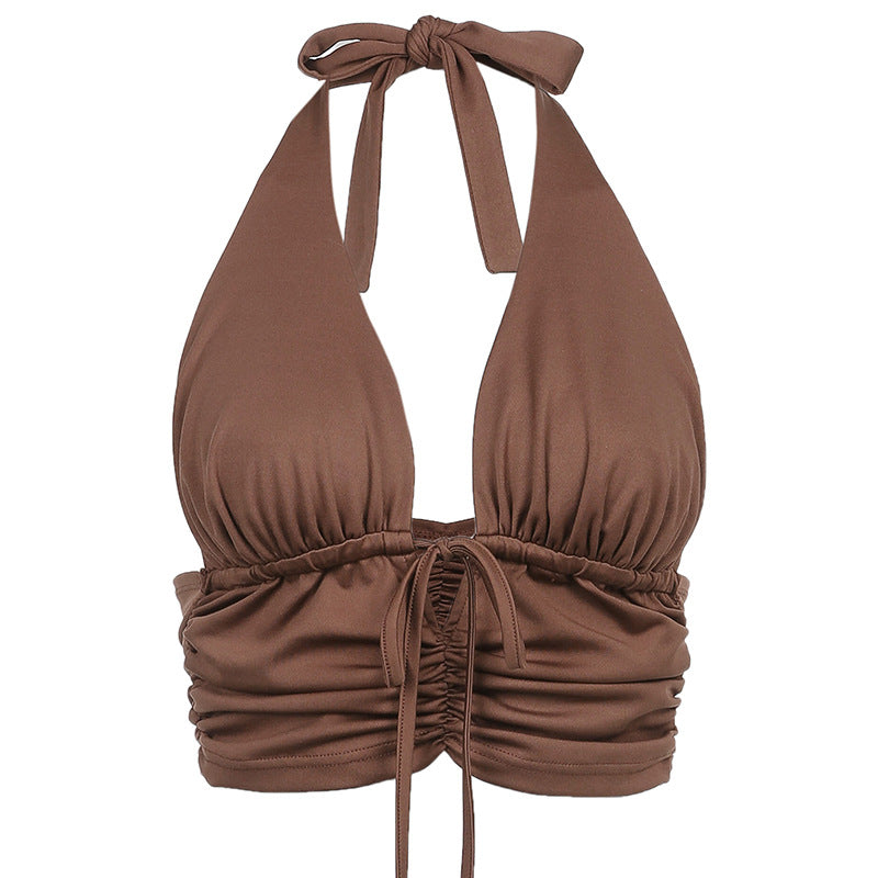 Sexy Show Chest V-Neck Tie Halter Sling