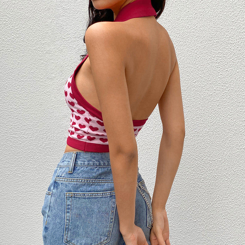 Short Polo Collar Halter Wool Knit Vest