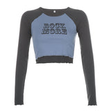 Color Wood Ears Letter Printed Long-Sleeved T-Shirt