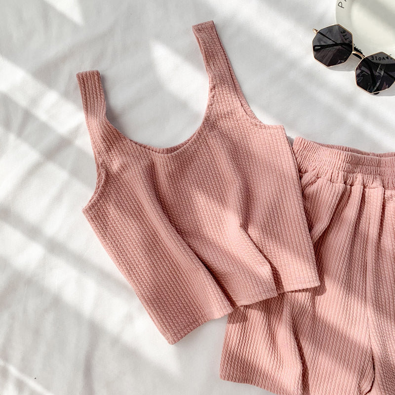 Short-sleeved Cotton Three-piece Suit