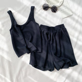 Short-sleeved Cotton Three-piece Suit