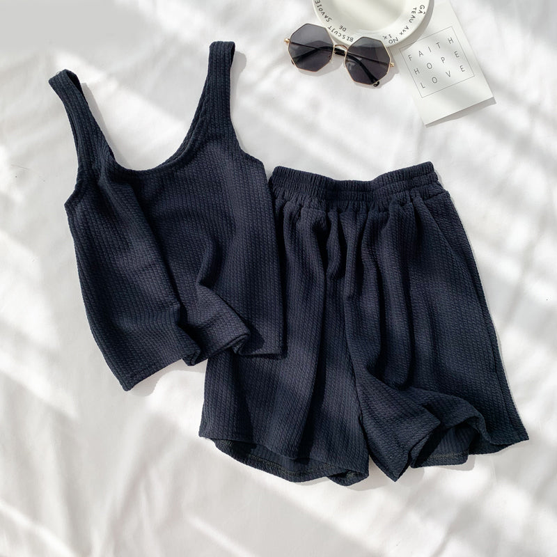 Short-sleeved Cotton Three-piece Suit