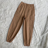 Khaki Girdled Casual Overalls