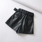Style High-waist Leather Shorts