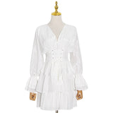 Sexy Deep V-neck Solid Color Waist Slimming Dress