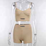 Label Chest Cup Shorts Set