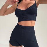 Label Chest Cup Shorts Set