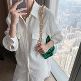 White Casual Breathable Pleated Two Piece Suit