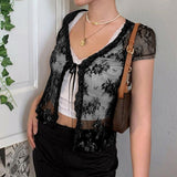 Lace Small Cardigan Short-Sleeved Top