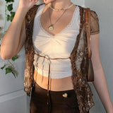 Lace Small Cardigan Short-Sleeved Top