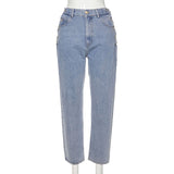 High Waist Hollow Strap Casual Jeans