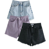 High Waist Temperament Button Denim Shorts