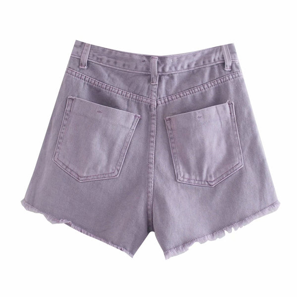 High Waist Temperament Button Denim Shorts