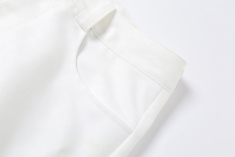 High Waist Straight Print Slim Street Pants