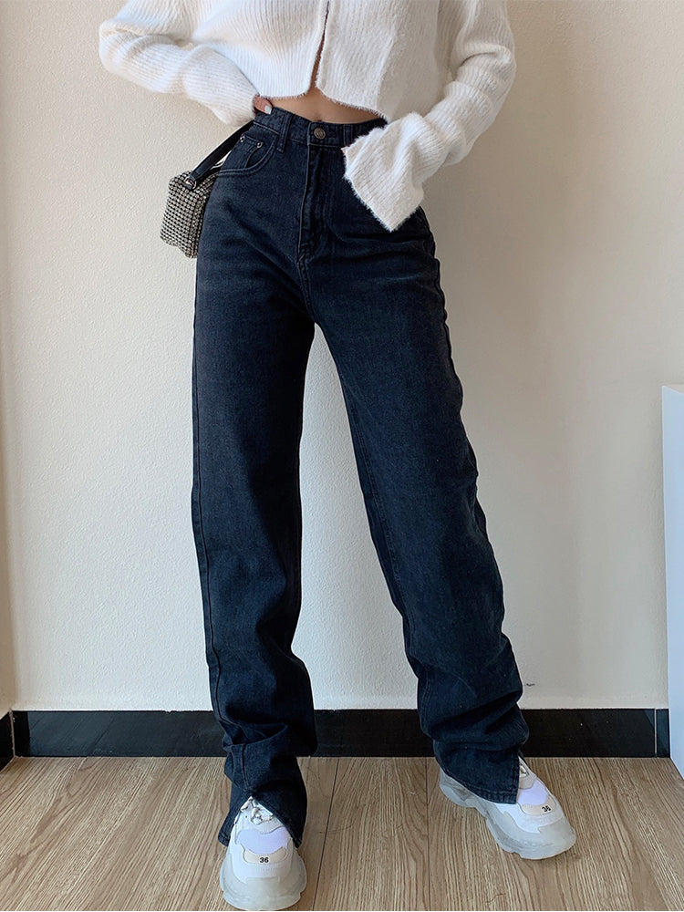 Wide Leg Mopping Pants With Slits