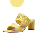 Fashion Lady's Block Heel Square Toe Sandals