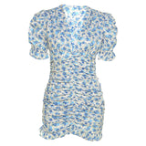 V-Neck Puff-Sleeve Slim-Fit Dress