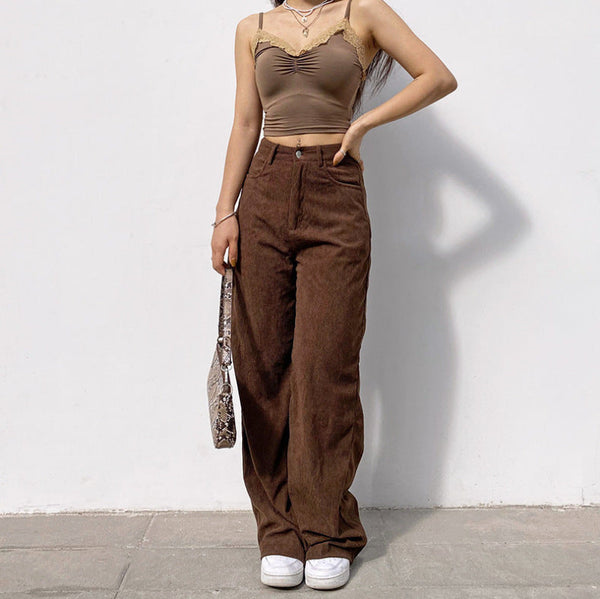 Street High Waist Corduroy Pants