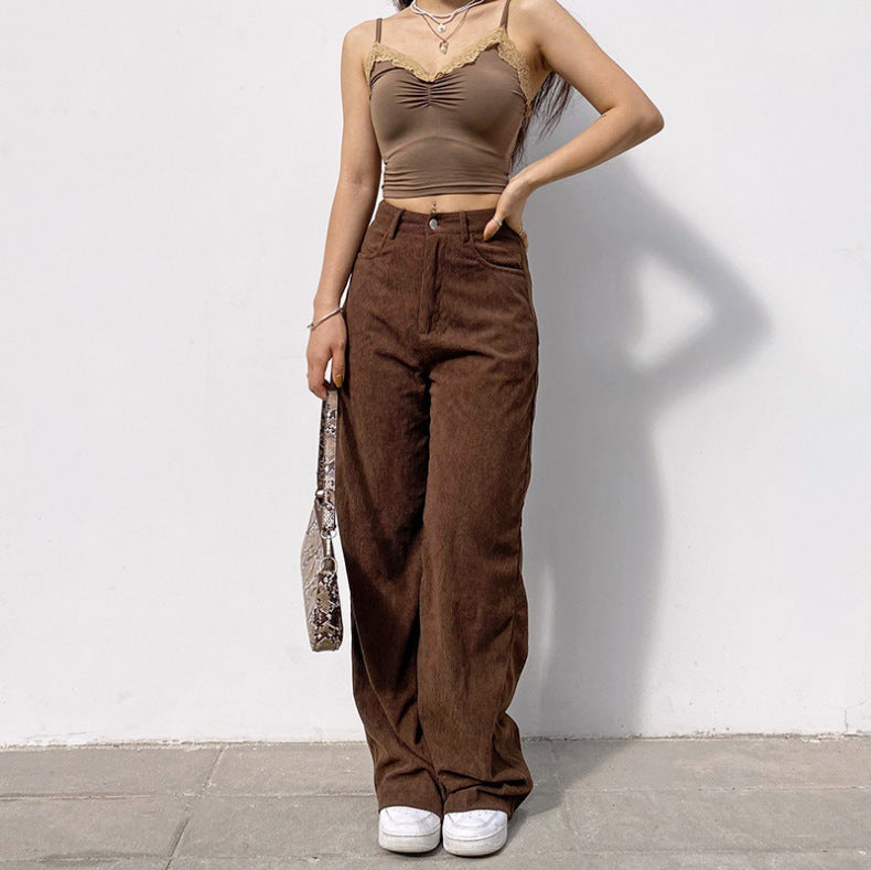 Street High Waist Corduroy Pants