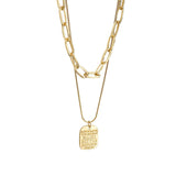 Punk Vintage Multi Layer Tag Pendant Necklace