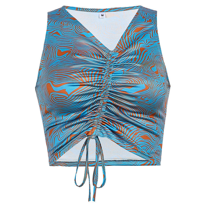 Printed Drawstring Top