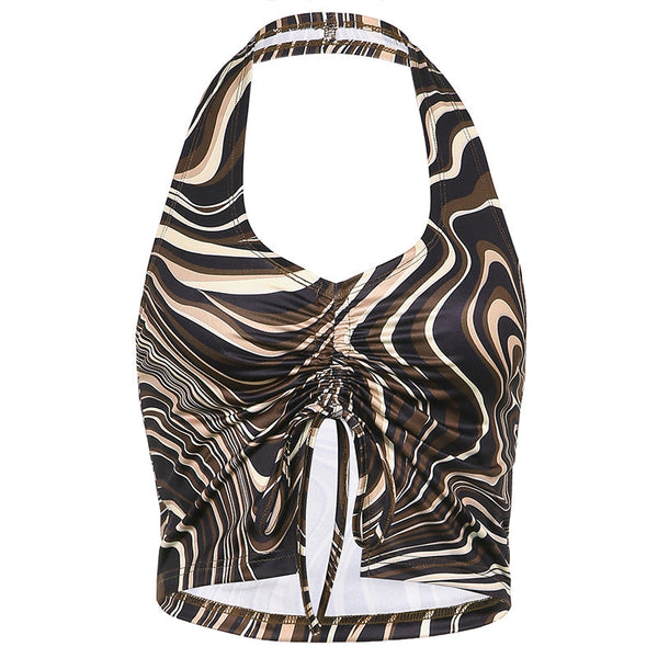 Printed Drawstring Top