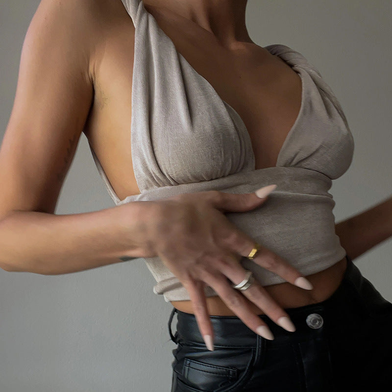 Short V-neck Twist Top