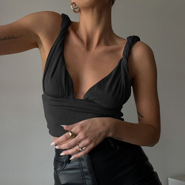 Short V-neck Twist Top