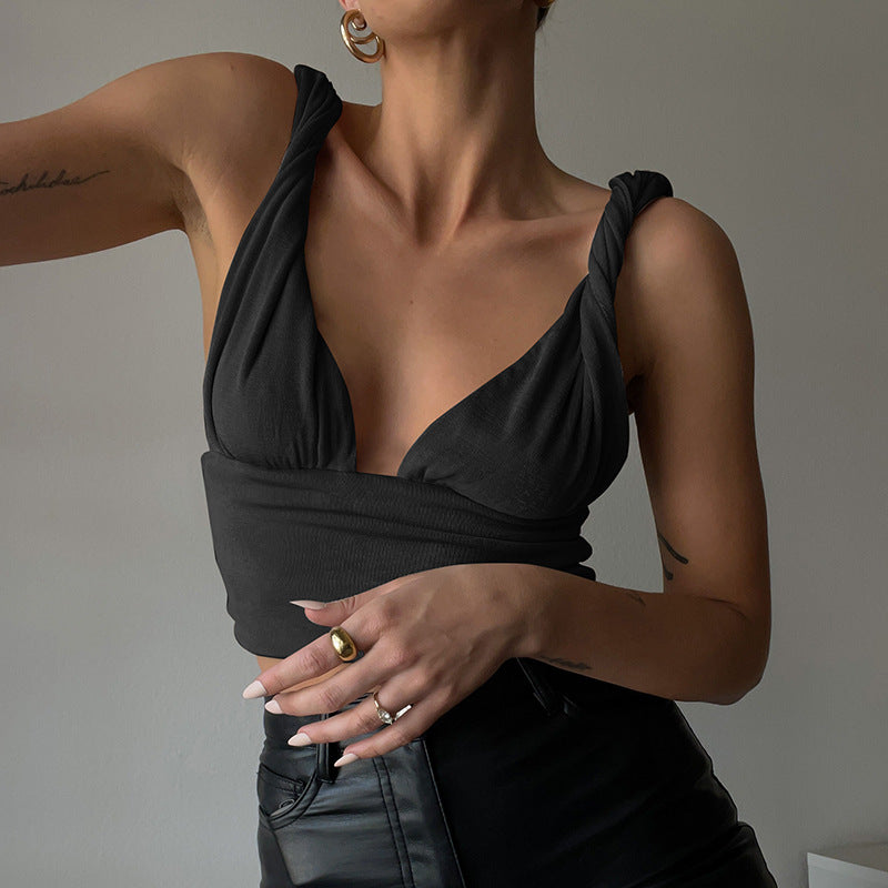 Short V-neck Twist Top