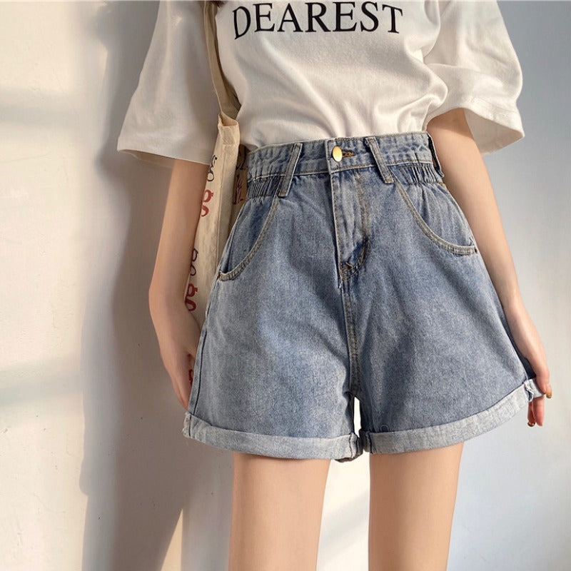 Denim Shorts Women's Trousers Wide-leg Pants