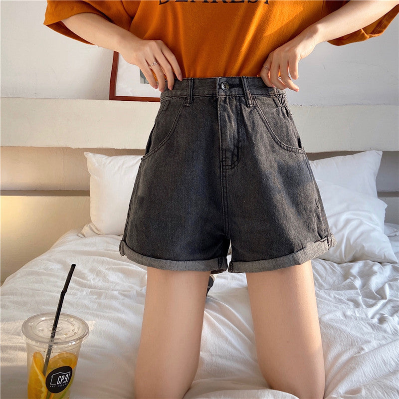 Denim Shorts Women's Trousers Wide-leg Pants