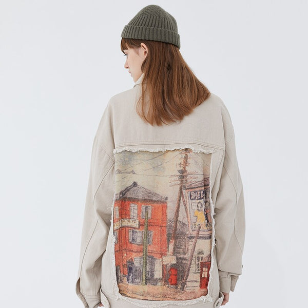 Retro patch loose jacket