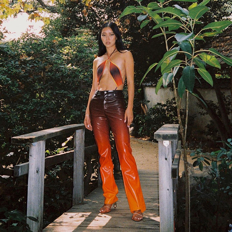 All-match fashionable casual Leather pants