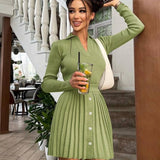 Long-sleeved Top Pleated Skirt Fashion Casual Knit