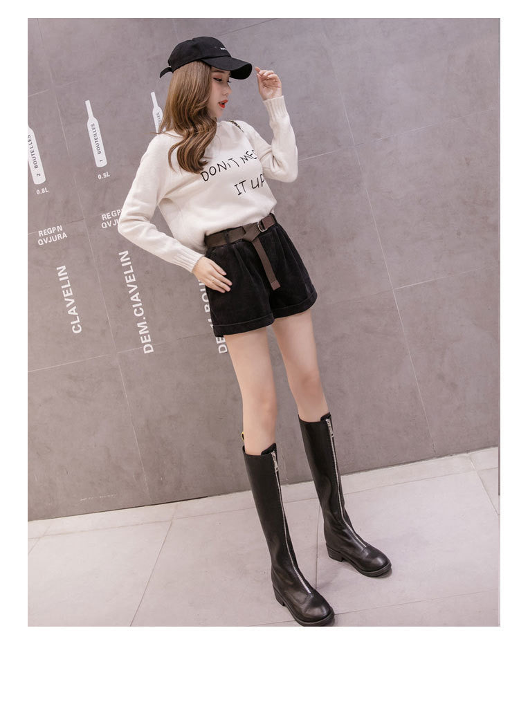 High Waist Corduroy Shorts