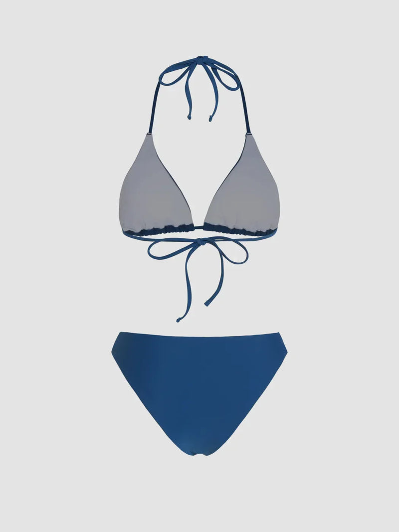 Ensemble 3 pièces bikini uni dos nu avec sarong assorti